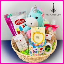 Happy Birthday Gift Basket From The Flower Loft, your florist in Wilmington, IL
