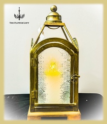 Glass and Brass Lantern From The Flower Loft, your florist in Wilmington, IL
