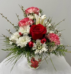 Cardinal Mug with Flowers From The Flower Loft, your florist in Wilmington, IL
