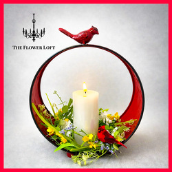 Cardinal Lantern From The Flower Loft, your florist in Wilmington, IL