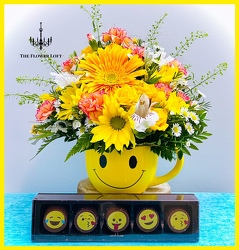 Flower Emoji with Chocolates! From The Flower Loft, your florist in Wilmington, IL