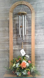 In Loving Memory Wind Chime with Fresh Flowers From The Flower Loft, your florist in Wilmington, IL