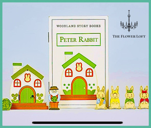 Peter Rabbit Wooden Storybook From The Flower Loft, your florist in Wilmington, IL