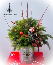 Wintertime Porch Pot From The Flower Loft, your florist in Wilmington, IL