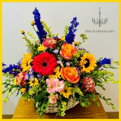 Bright Blooms Basket From The Flower Loft, your florist in Wilmington, IL