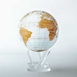MOVA Globe - 4.5" World Map White / Gold From The Flower Loft, your florist in Wilmington, IL