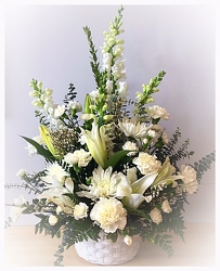 White Lilies Basket From The Flower Loft, your florist in Wilmington, IL
