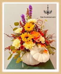 White Pumpkin Arrangement From The Flower Loft, your florist in Wilmington, IL