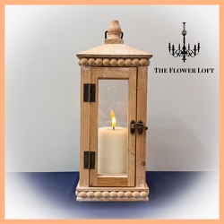 1Wooden Lantern w/ Flameless Candles From The Flower Loft, your florist in Wilmington, IL