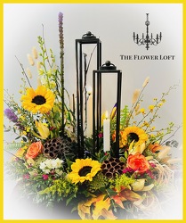 Radiant Tribute Lantern Arrangement From The Flower Loft, your florist in Wilmington, IL