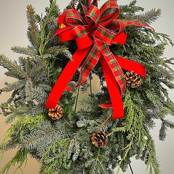 Evergreen Wreath with Pinecones From The Flower Loft, your florist in Wilmington, IL